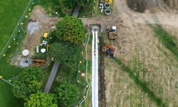 Construction work in a field