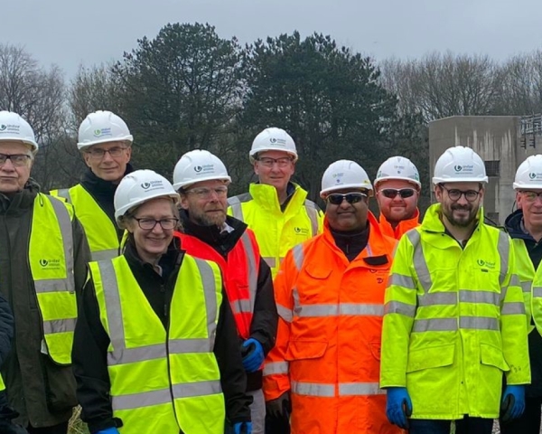 People in highvis on a site tour of the Macclesfield WwTW.
