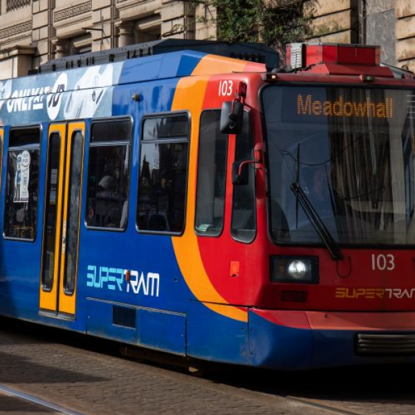 sheffield supertram on street