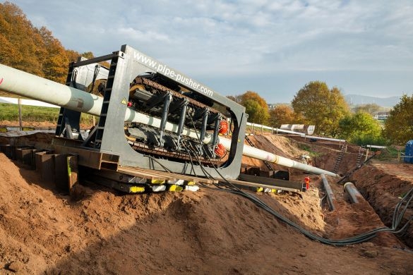 A pipe pusher on site.
